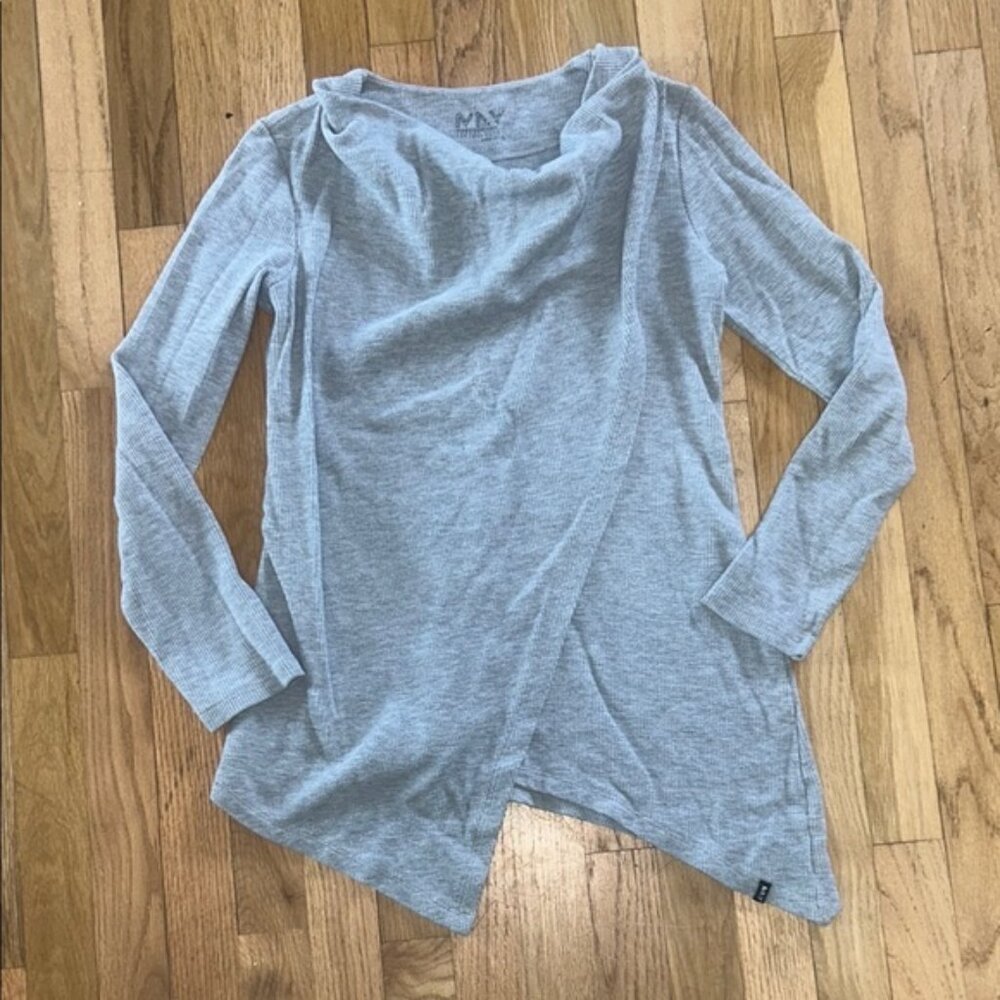 Gray Long Sleeve Asymmetrical Top
